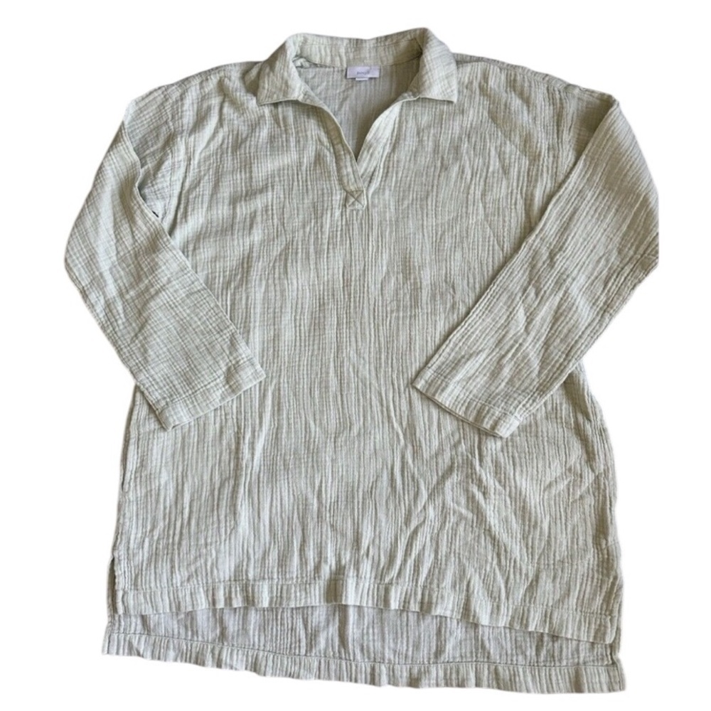 Pure J JILL Honeydew pale green gauze organic cotton tunic beach blouse Size Med